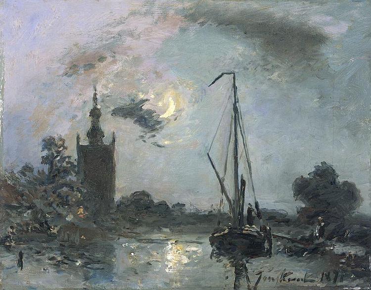 Johan Barthold Jongkind Overschie in the Moonlight oil painting image